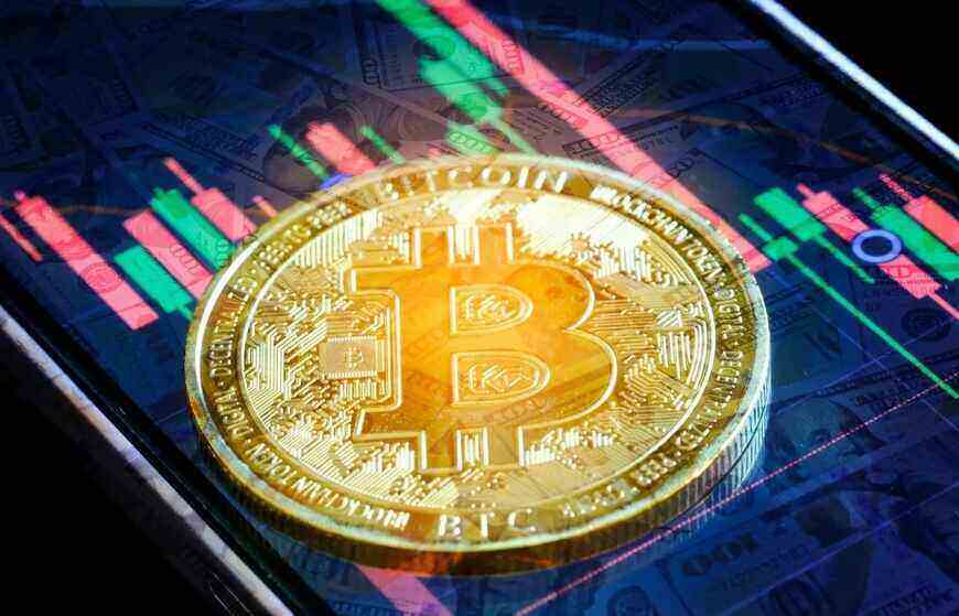 Bitcoin shown as a gold coin