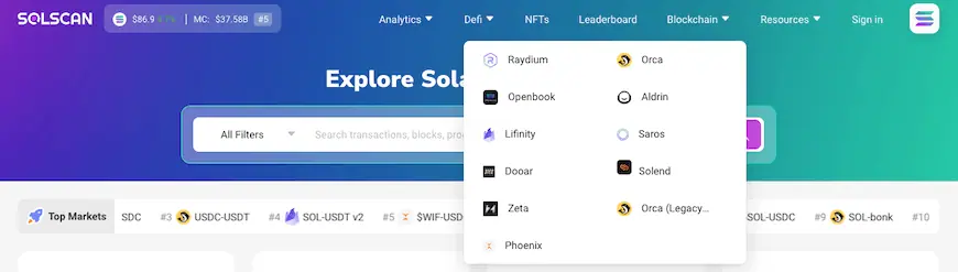 SolScan dashboards