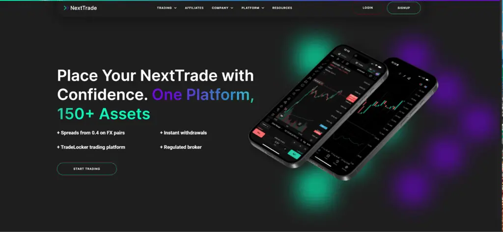 NextTrade homepage screenshot