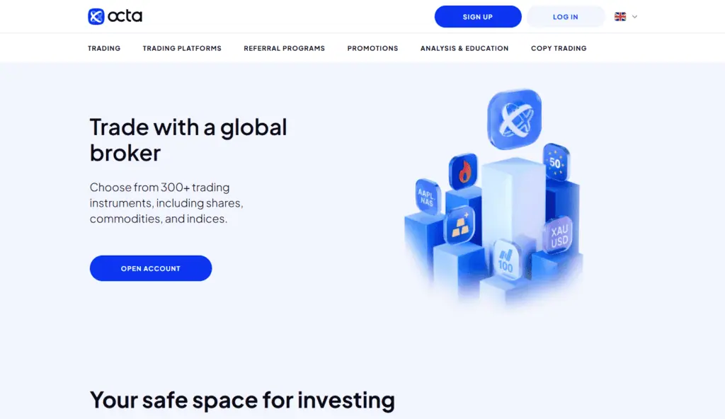 OctaFx homepage screenshot